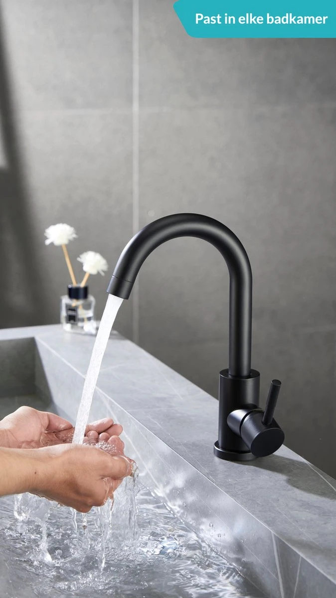 Wastafelkraan Zwart - Keukenkraan - Kraan - Badkamerkraan 6 Wastafelkraan Zwart - Keukenkraan - Kraan - Badkamerkraan - Afbeelding 4