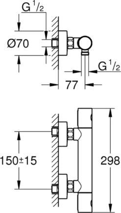 GROHE QuickFix Precision Get Thermostatische Douchekraan - EcoJoy - Met Koppelingen - Chroom - 34773000 -Thuis Badkamer 682x1200 1