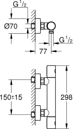 GROHE QuickFix Precision Get Thermostatische Douchekraan - EcoJoy - Met Koppelingen - Chroom - 34773000 -Thuis Badkamer 683x1200