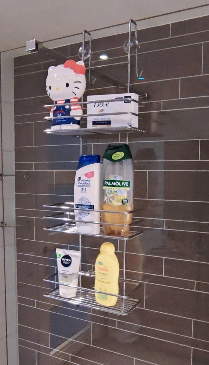 Ball Design Chroom Doucherek-3 Laags-hangend-Doucherek Zonder Boren 6 Ball Design Chroom Doucherek-3 Laags-hangend-Doucherek Zonder Boren - Afbeelding 4