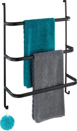 WENKO Handdoekhouder Irpinia 78x55cm Staal Zwart - Handdoekrek - Handdoekenrek Badkamer -Thuis Badkamer 705x1200