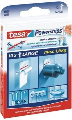 Tesa Powerstrips - Zelfklevende Strip - Dubbelzijdig - Large - 10 Stuks - Transparant -Thuis Badkamer 720x1200
