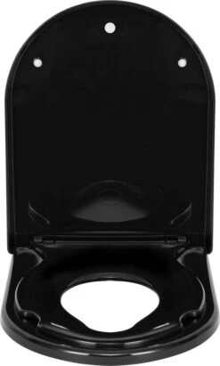 Kamyra® Antibacteriële Toiletbril Met Verkleiner & Softclose - Voor Volwassenen/Kinderen - Toiletbrillen, WC Bril, Brillen, Toiletzitting - D-Vorm - 45.4x36.1 Cm - Zwart -Thuis Badkamer 721x1200 2