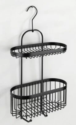 WENKO Doucherek 2-laags Classic Plus Black Mat Zwart - Doucherek Zonder Boren - Doucherek Hangend Zwart -Thuis Badkamer 728x1200 2