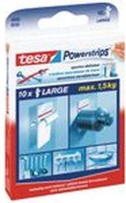 Tesa Powerstrips - Zelfklevende Strip - Dubbelzijdig - Large - 10 Stuks - Transparant -Thuis Badkamer 744x1200