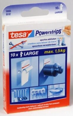Tesa Powerstrips - Zelfklevende Strip - Dubbelzijdig - Large - 10 Stuks - Transparant -Thuis Badkamer 754x1200