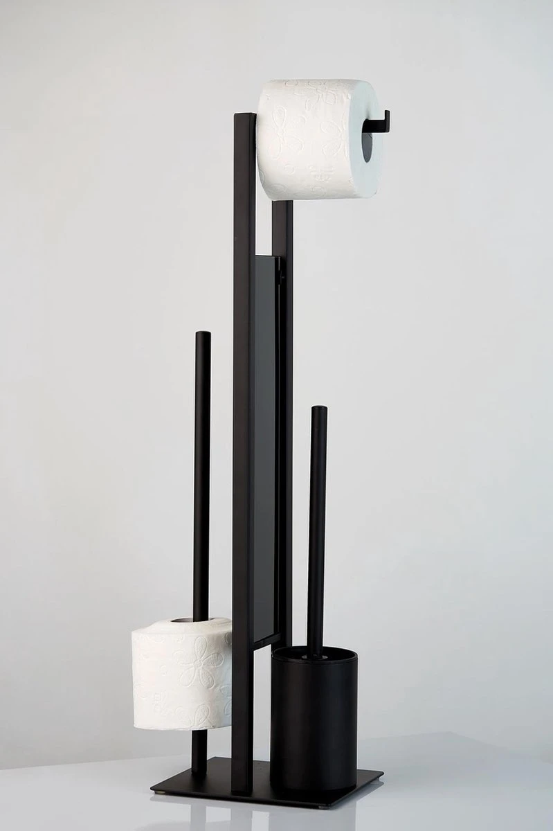 WENKO Toiletbutler Rivalta Zwart - Toiletborstel Met Houder, Toiletrolhouder En Reserverolhouder 10 WENKO Toiletbutler Rivalta Zwart - Toiletborstel Met Houder, Toiletrolhouder En Reserverolhouder - Afbeelding 8
