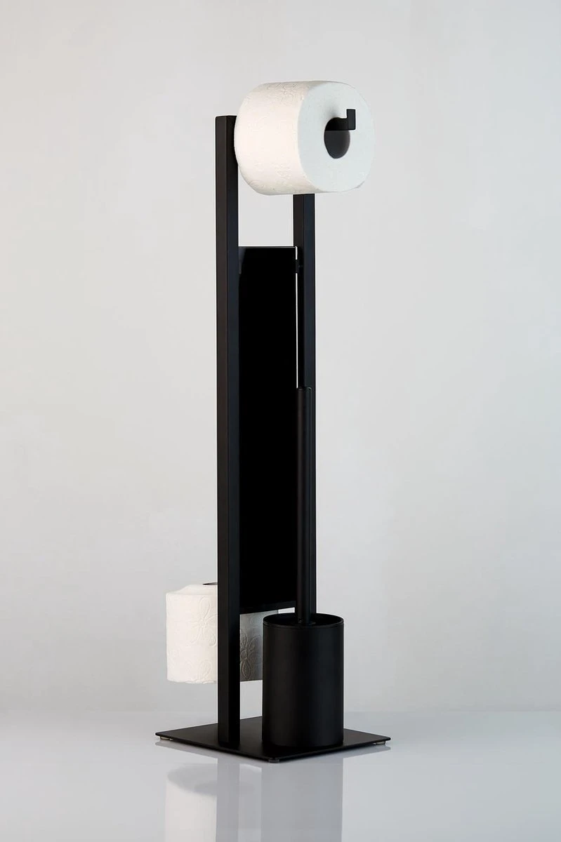 WENKO Toiletbutler Rivalta Zwart - Toiletborstel Met Houder, Toiletrolhouder En Reserverolhouder 11 WENKO Toiletbutler Rivalta Zwart - Toiletborstel Met Houder, Toiletrolhouder En Reserverolhouder - Afbeelding 9