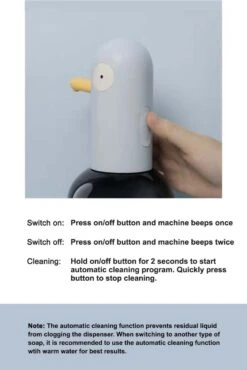 MUID Duck- Automatische Zeepdispenser - Handwas Schuimzeepdispenser Voor Kinderen - Zeeppompje-Oplaadbaar-Foam Technologie- Touchless Infrarood Sensor-Lichtblauw - 400ml - 10.35cm*11.5cm*19.5cm -Thuis Badkamer 801x1200