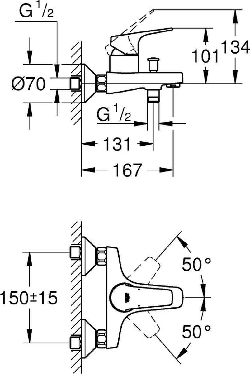 GROHE QuickFix Start Flow Badkraan - Met Omstel En Koppelingen - Chroom - 23772000 4 GROHE QuickFix Start Flow Badkraan - Met Omstel En Koppelingen - Chroom - 23772000 - Afbeelding 2