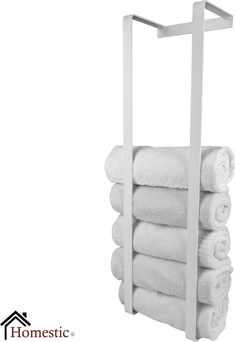 Homestic© Handdoekrek Zonder Boren - Antioch Stalen Handdoekhouder Voor In De Badkamer/Keuken/Camper/Tuin - 70x20x13 - Wit