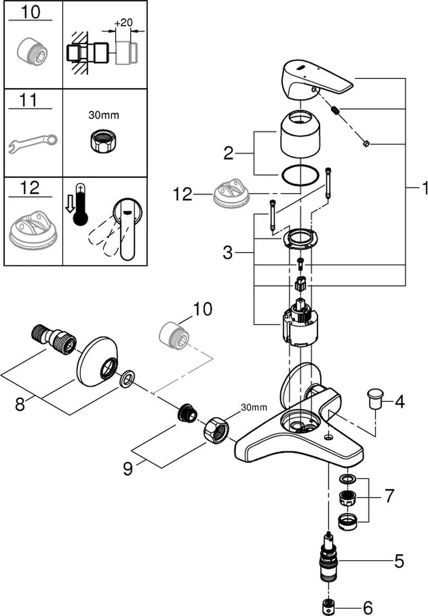 GROHE QuickFix Start Flow Badkraan - Met Omstel En Koppelingen - Chroom - 23772000 7 GROHE QuickFix Start Flow Badkraan - Met Omstel En Koppelingen - Chroom - 23772000 - Afbeelding 5