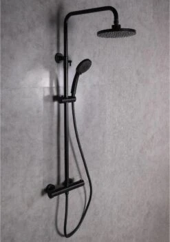 SAAR Opbouw Douche Set - Rond - Thermostaatkraan - Glijstang - Regendouche - Handdouche - Mat Zwart -Thuis Badkamer 845x1200 2