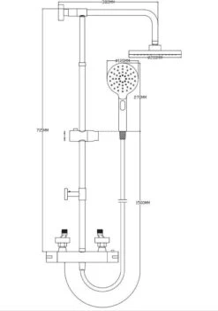 4bathroomz® Zwarte Regendouche Met Thermostatische Kraan - 20cm Hoofddouche -Thuis Badkamer 845x1200