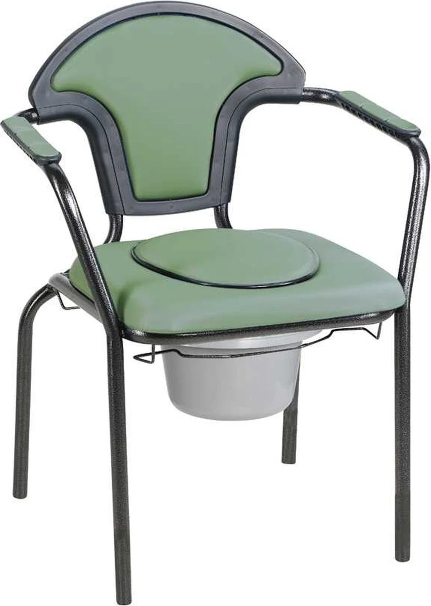 Toiletstoel Blauw Met Comfortabele Zitting En Emmer Met Deksel - Postoel 4 Toiletstoel Blauw Met Comfortabele Zitting En Emmer Met Deksel - Postoel - Afbeelding 2