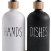 MAESON Glazen Zeepdispener Set Voor Handzeep En Afwasmiddel – Zeeppompje Keuken – Keukenaccesoires - Zwart/Wit -Thuis Badkamer 855x1200