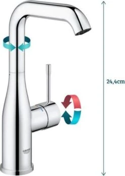 GROHE Essence New Wastafelkraan - Met EcoJoy® - Draaibare Uitloop - Zonder Waste - Chroom - 23541001 19 GROHE Essence New Wastafelkraan - Met EcoJoy® - Draaibare Uitloop - Zonder Waste - Chroom - 23541001 -Thuis Badkamer 857x1200 3