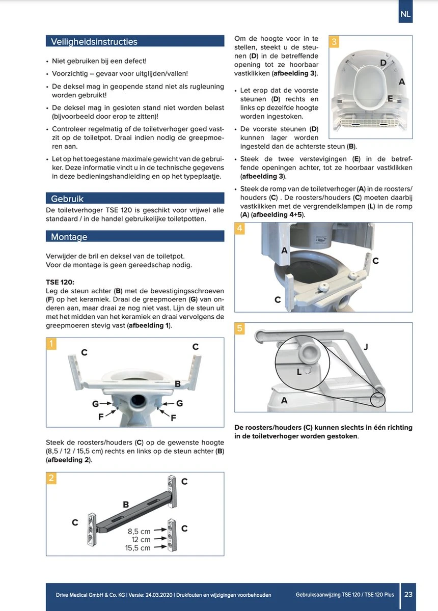 Drive Toiletverhoger Tse 120 Met Deksel En Armleuningen - Hoogte Verstelbaar 6 Drive Toiletverhoger Tse 120 Met Deksel En Armleuningen - Hoogte Verstelbaar - Afbeelding 4