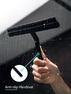 Douchewisser Zwart Met Magneetstrip - Badkamer Accessoires - Raamwisser - Trekker Douche - Silicone - 21cm X 20cm -Thuis Badkamer 903x1200