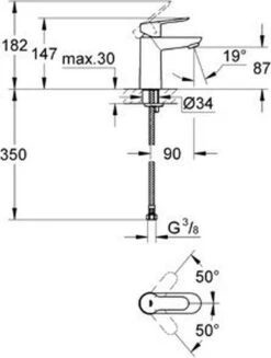 GROHE BauEdge Wastafelkraan - Met EcoJoy® - Zonder Waste - Chroom - 23330000 -Thuis Badkamer 907x1200