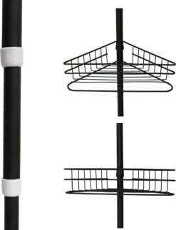 SensaHome Telescopisch Douche Rek Met 4 Lagen - Verstelbaar Bad / Douche Hoekrek Opbergrek - Uitschuifbaar Van 145-250 Cm - Zwart -Thuis Badkamer 918x1200 1