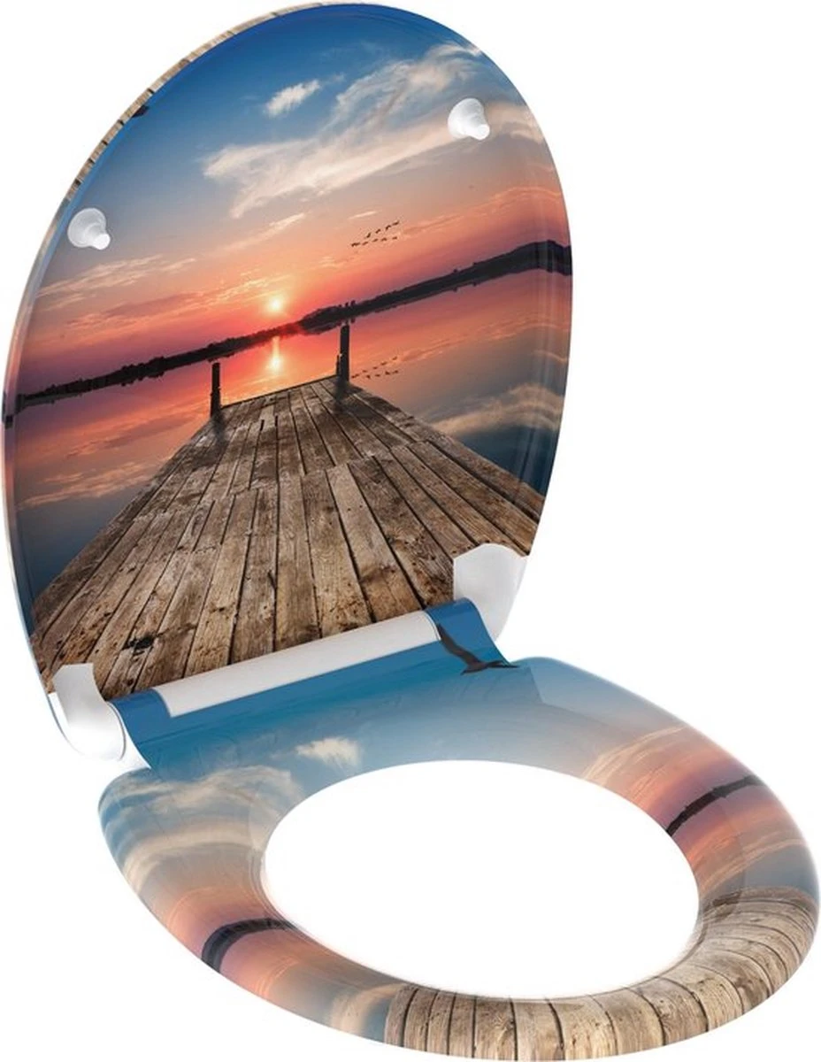 SCHÜTTE WC-Bril 82378 SUNSET SKY - Duroplast - Soft Close - Afklikbaar - RVS-Scharnieren - Decor - 3-zijdige Print 5 SCHÜTTE WC-Bril 82378 SUNSET SKY - Duroplast - Soft Close - Afklikbaar - RVS-Scharnieren - Decor - 3-zijdige Print - Afbeelding 3