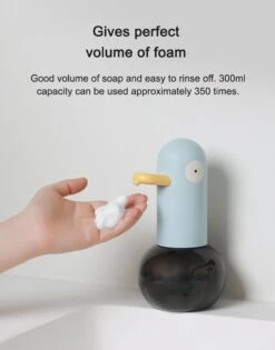 MUID Duck- Automatische Zeepdispenser - Handwas Schuimzeepdispenser Voor Kinderen - Zeeppompje-Oplaadbaar-Foam Technologie- Touchless Infrarood Sensor-Lichtblauw - 400ml - 10.35cm*11.5cm*19.5cm -Thuis Badkamer 940x1200