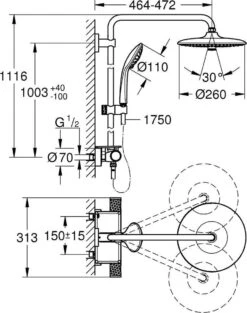 GROHE QuickFix Vitalio Joy 260 Regendouche - CoolTouch - Met Planchet - ø 26 Cm - Chroom -Thuis Badkamer 948x1200 1