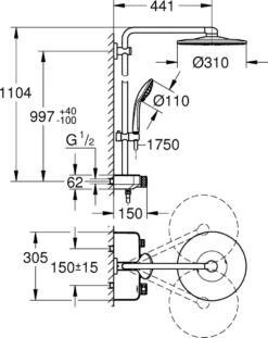 GROHE Euphoria SmartControl 310 Regendouche - CoolTouch - FastFixation - ø 31 Cm - Chroom -Thuis Badkamer 953x1200