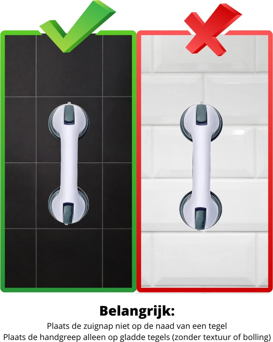 Minismus Badkamer En Douche Handgreep Met Zuignap - Zwart 4 Minismus Badkamer En Douche Handgreep Met Zuignap - Zwart - Afbeelding 2