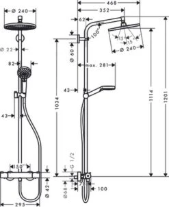 Hansgrohe Crometta S 240 Showerpipe - 1jet - Incl. Thermostaat - Chroom -Thuis Badkamer 981x1200 2