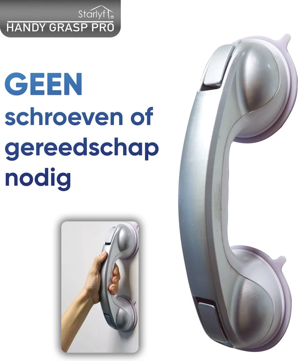 Kunststof Handgreep Voor Badkamer - 30.5cm - Douche Wandbeugel - Geen Boorgaten 6 Kunststof Handgreep Voor Badkamer - 30.5cm - Douche Wandbeugel - Geen Boorgaten - Afbeelding 4