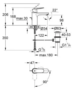 GROHE Eurosmart Cosmopolitan Wastafelkraan - Met EcoJoy - Trekwaste - Chroom - 2339600E -Thuis Badkamer 998x1200 1
